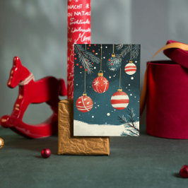 Retro Hanging Ornaments Red White Baubles Xmas Feiertagskarte