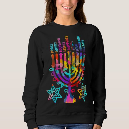 Retro Hanukkah Menorah Lights Family Peace Liebe 2 Sweatshirt (Vorderseite)