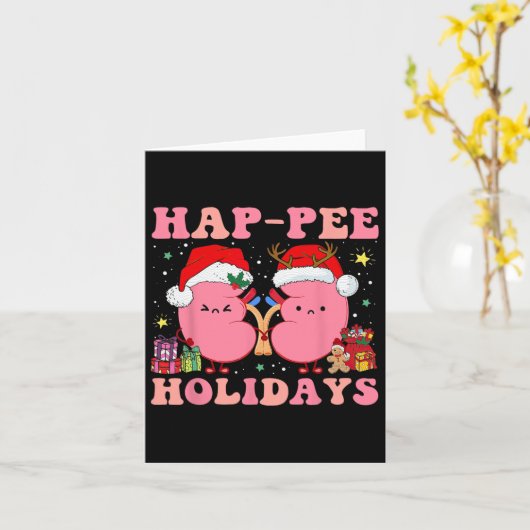 Retro Hap Pe Holidays Weihnachtsdialyse Nurse Ki Karte (Gelbe Blume)