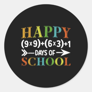 Retro Happy 100 Days of School 100. Mathematik Gle Runder Aufkleber