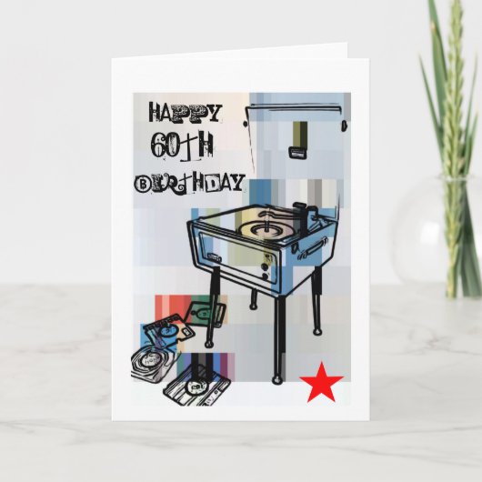 Retro Happy 60. Geburtstagkarte Karte (Vorderseite)