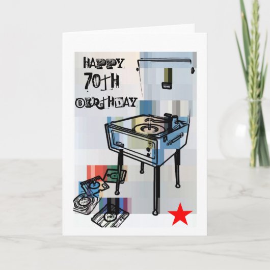 Retro Happy 70. Geburtstagkarte Karte (Vorderseite)