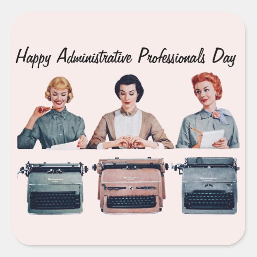 Retro Happy Administrative Professionals Day  Quadratischer Aufkleber (Vorderseite)