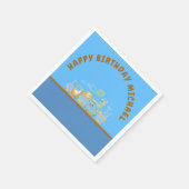 Retro Happy Birthday Animal Train Paper Plate Serviette (Ecke)