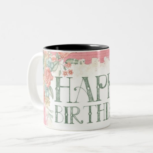 Retro Happy Birthday Coffee Tasse (Vorderseite Links)