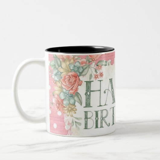 Retro Happy Birthday Coffee Tasse (Links)