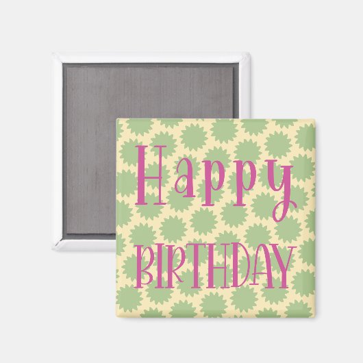 Retro Happy Birthday Magnet (Vorderseite/Rückseite)