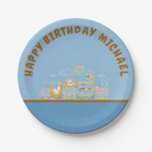 Retro Happy Birthday Michael Paper Plate