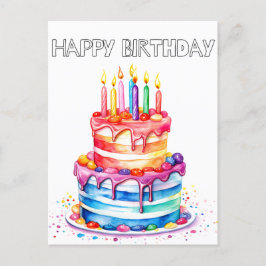Retro Happy Birthday Party Cake Postkarte