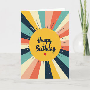 Retro-Happy-Birthday-Strahlen-Karte Karte