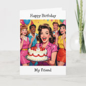 Retro Happy Birthday Surprise Party Karte (Vorderseite)