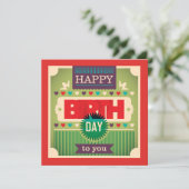 Retro Happy Birthday Typografy Grußkarte (Stehend Vorderseite)