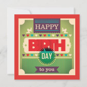 Retro Happy Birthday Typografy Grußkarte (Vorderseite)