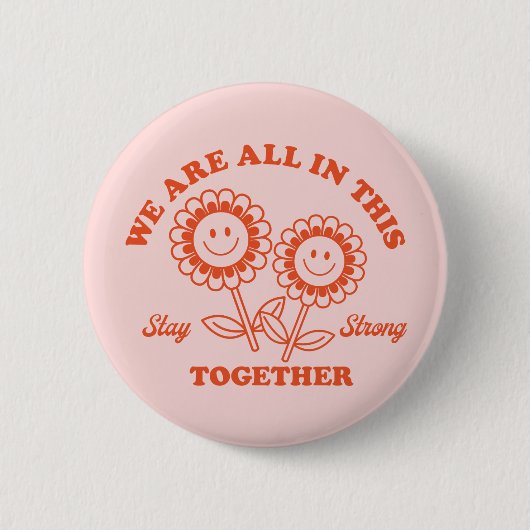 Retro Happy Blume Graphic Button (Vorderseite)