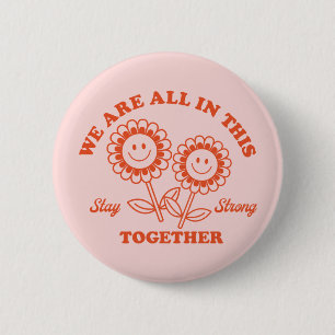 Retro Happy Blume Graphic Button