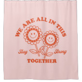Retro Happy Blume Graphic Duschvorhang (Vorderseite)