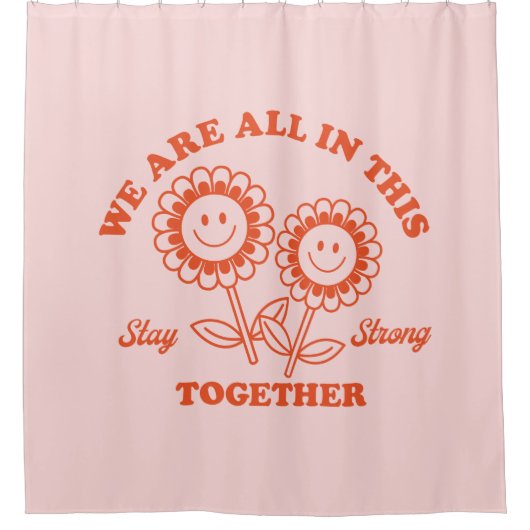 Retro Happy Blume Graphic Duschvorhang (Vorderseite)