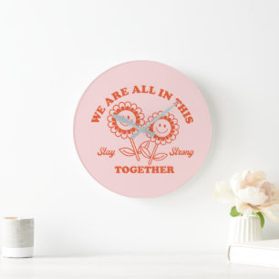 Retro Happy Blume Graphic Große Wanduhr