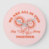 Retro Happy Blume Graphic Große Wanduhr (Vorderseite)