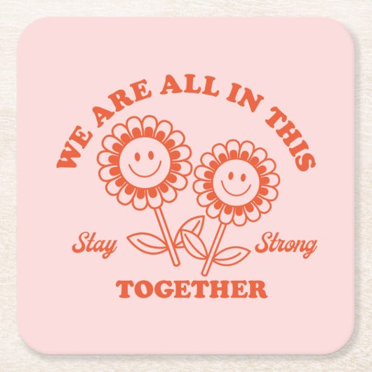 Retro Happy Blume Graphic Rechteckiger Pappuntersetzer (Vorderseite)