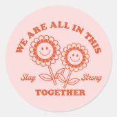 Retro Happy Blume Graphic Runder Aufkleber (Vorderseite)