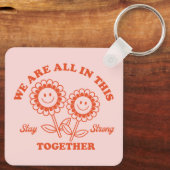 Retro Happy Blume Graphic Schlüsselanhänger (Rückseite)