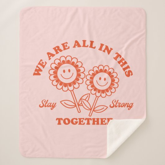 Retro Happy Blume Graphic Sherpadecke (Vorderseite)