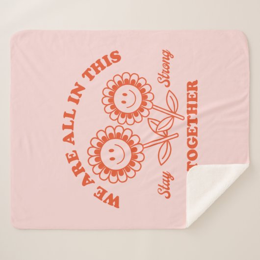 Retro Happy Blume Graphic Sherpadecke (Vorderseite (Horizontal))