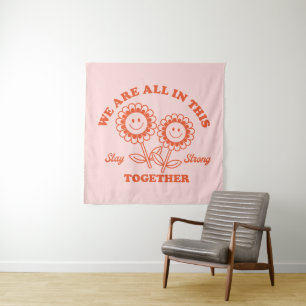 Retro Happy Blume Graphic Wandteppich
