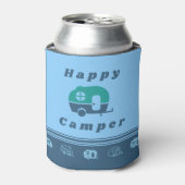 Retro Happy Camper Can Cooler in blau und Aquamari Dosenkühler (Kanne Vorderseite)
