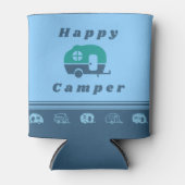 Retro Happy Camper Can Cooler in blau und Aquamari Dosenkühler (Vorderseite)