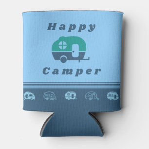 Retro Happy Camper Can Cooler in blau und Aquamari Dosenkühler