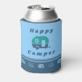 Retro Happy Camper Can Cooler in blau und Aquamari Dosenkühler (Kanne Rückseite)