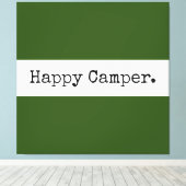 Retro Happy Camper Text Forest Green White Stripes Leinwanddruck (Insitu (Holzboden))