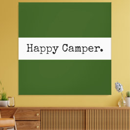 Retro Happy Camper Text Forest Green White Stripes Leinwanddruck