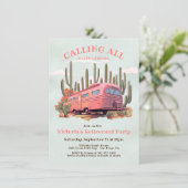 Retro Happy Campers Retirement Party Einladung (Stehend Vorderseite)