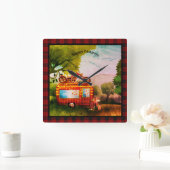 Retro Happy Campers Trailer Mülleimer Buffalo Kari Quadratische Wanduhr (Zuhause)