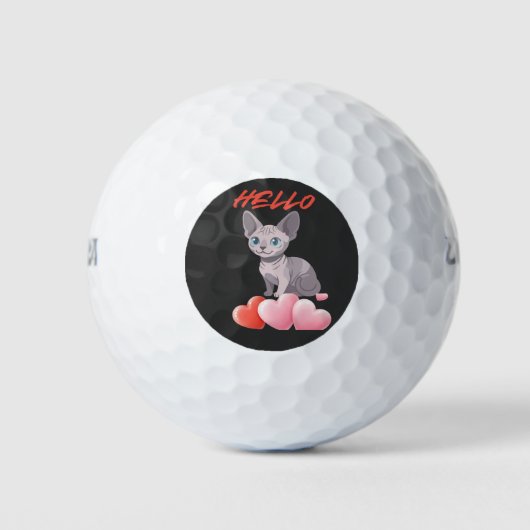 Retro Happy Cat Zitat – Routine & Liebe Golfball (Vorderseite)
