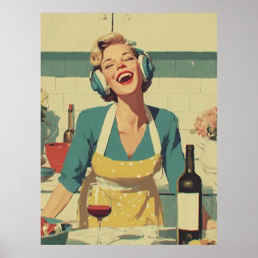 Retro Happy Cooking Vibes Poster (Vorne)