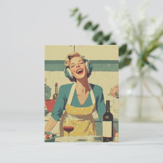 Retro Happy Cooking Vibes Postkarte (Stehend Vorderseite)