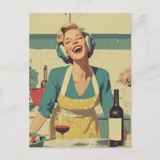 Retro Happy Cooking Vibes Postkarte (Vorderseite)