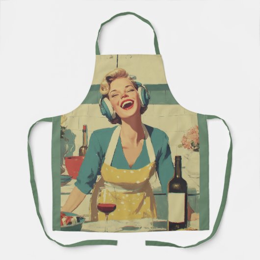 Retro Happy Cooking Vibes Schürze (Vorderseite)