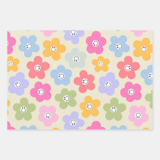 Retro Happy Daisy Geschenkpapier Set