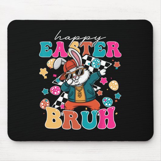 Retro Happy Easter Bruh Niedlich Bunny Dabbing Kle Mousepad (Vorne)