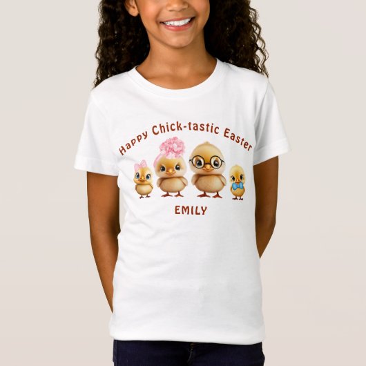 Retro Happy Easter Chicks Family T - Shirt (Vorderseite)