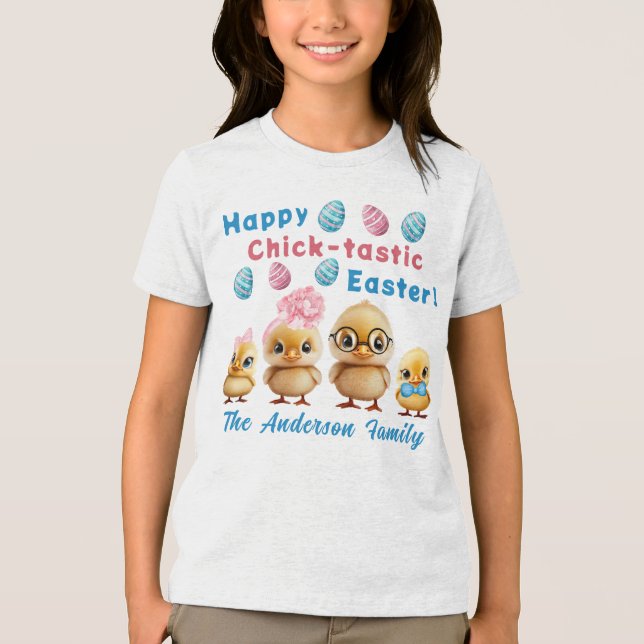 Retro Happy Easter Chicks Family T - Shirt (Vorderseite)