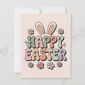 Retro Happy Easter Pastel Spring Holiday Card Feiertagskarte