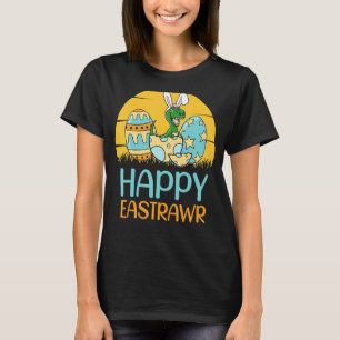 Retro Happy Eastrawr T Rex Oster Bunny Dinosaur T-Shirt