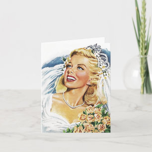 Retro Happy Elated Bride Blank Cards Vielen Dank o Dankeskarte