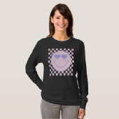 Retro Happy Face Checkered Pattern Happy Face Tre T-Shirt (Vorne ganz)